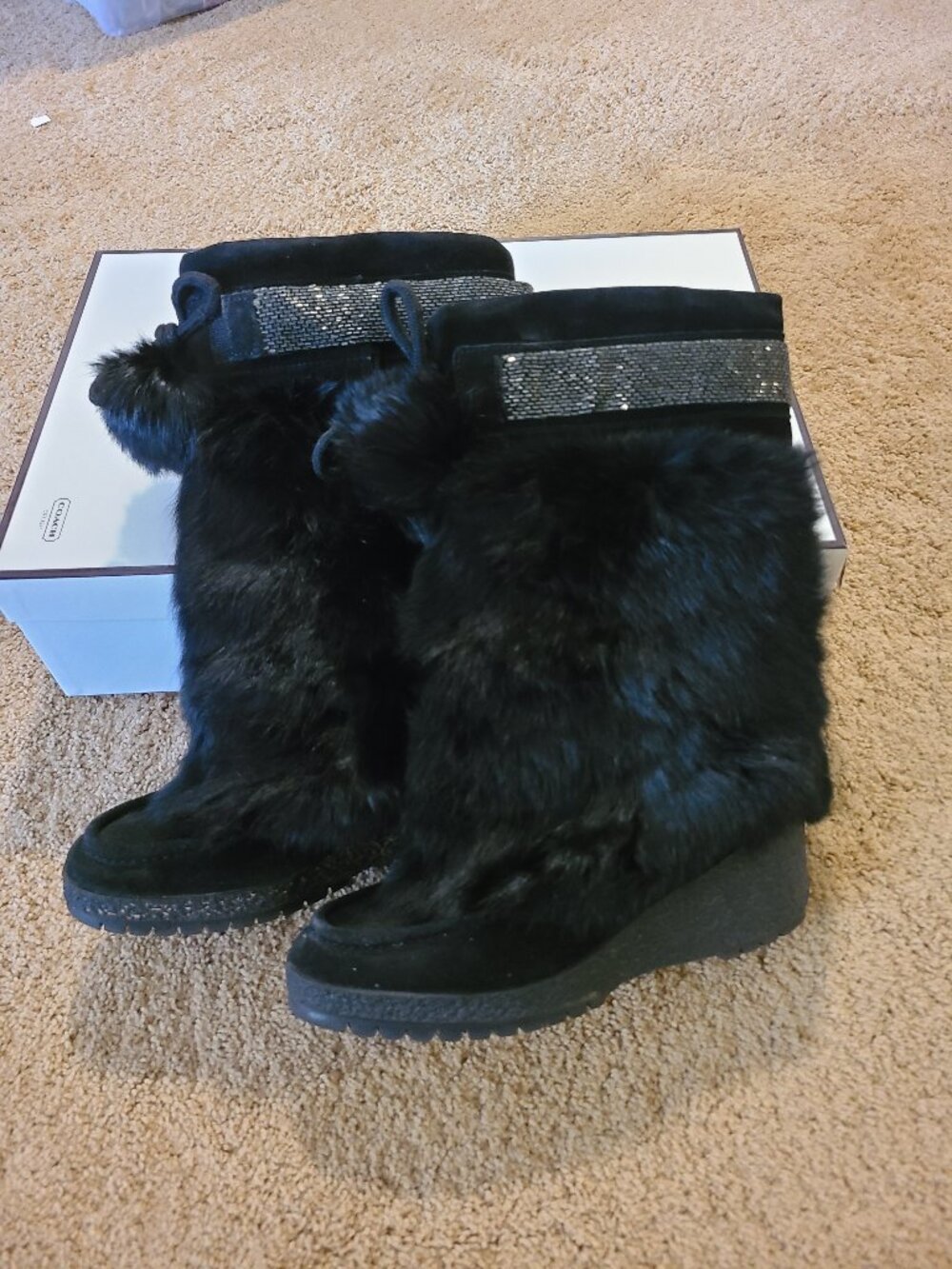 Coach Fur-Trimmed Maryann Boots